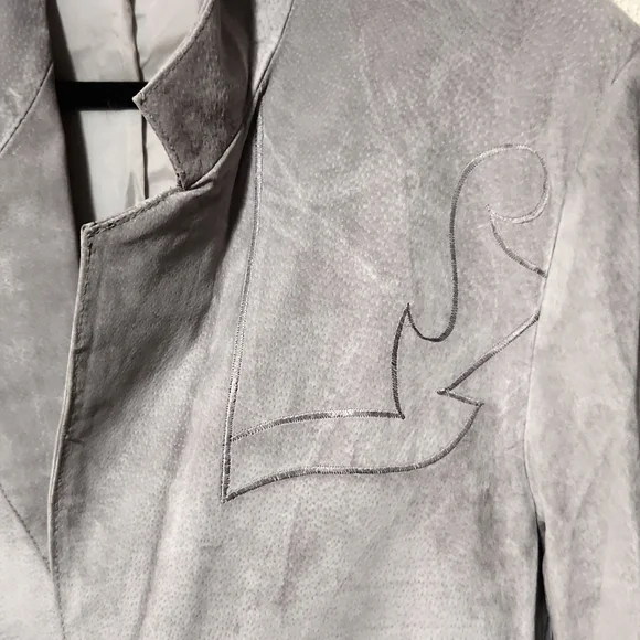 Pioneer Wear Vintage 70's 100% Suede Boar Skin Gray Blazer Jacket EUC Size 42L - Picture 12 of 16